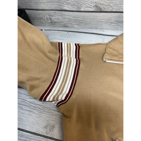 MacGregor 70s-80s Zip Up Track Court Tennis Sweater Jacket Beige Burgundy Small - Picture 5 of 13